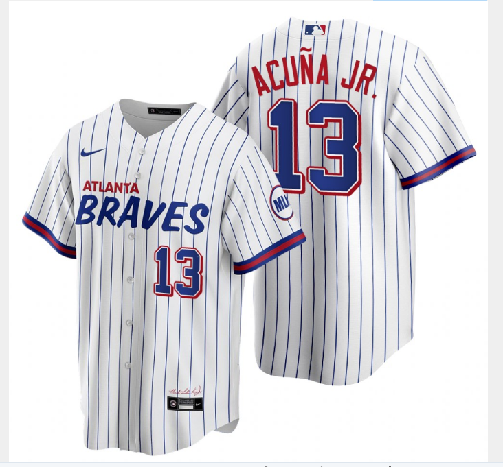 2021 Men Atlanta Brave #13 Acuna JR White Game Nike MLB Jersey